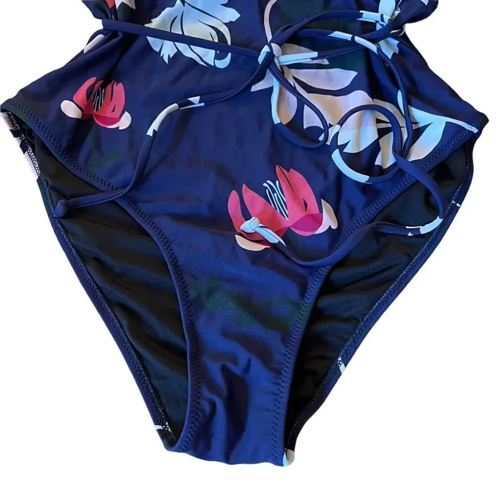 Cupshe Medium One Piece Plunge Floral Neck Swimsuit